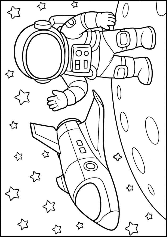 Free Printable Spaceship Coloring Pages for Kids Colouring Book Printout Outer Space Astronaut Science Scifi Simple Easy