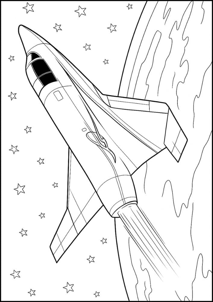 Free Printable Spaceship Coloring Pages for Kids Colouring Book Printout Outer Space Astronaut Science Scifi Takeoff 2
