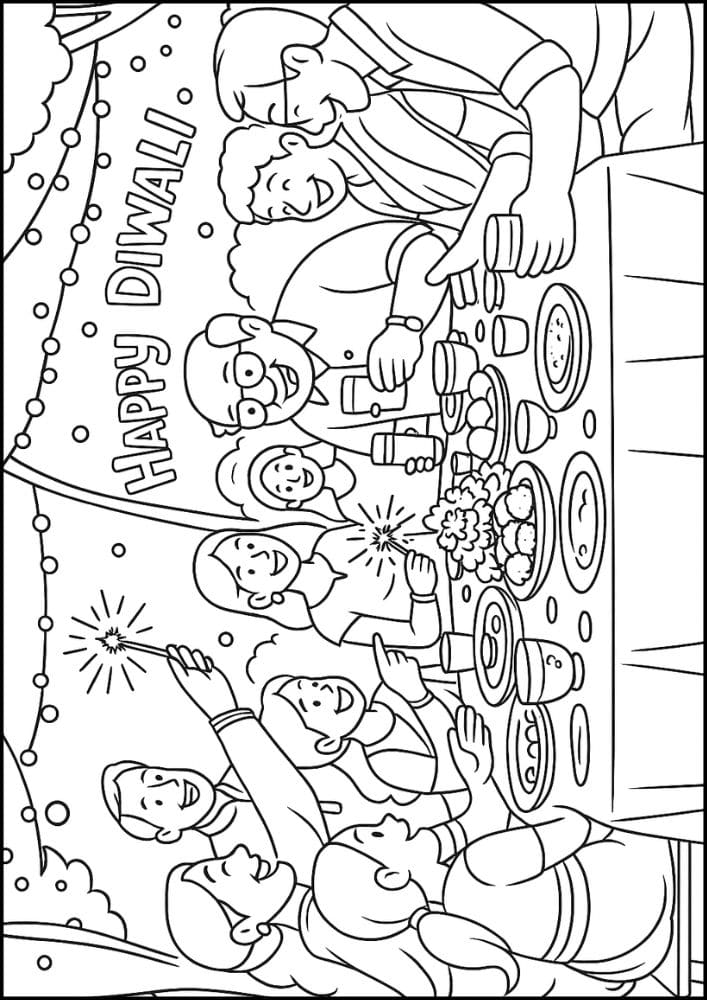 Free Printable Diwali Coloring Pages for Kids Tihar Colouring Book Printout Hindu Activities India Festival Family Feast