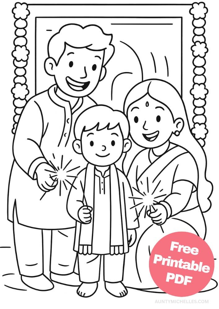 Free Printable Diwali Coloring Pages for Kids Tihar Colouring Book Printout Hindu Activities India Festival Family Sparklers