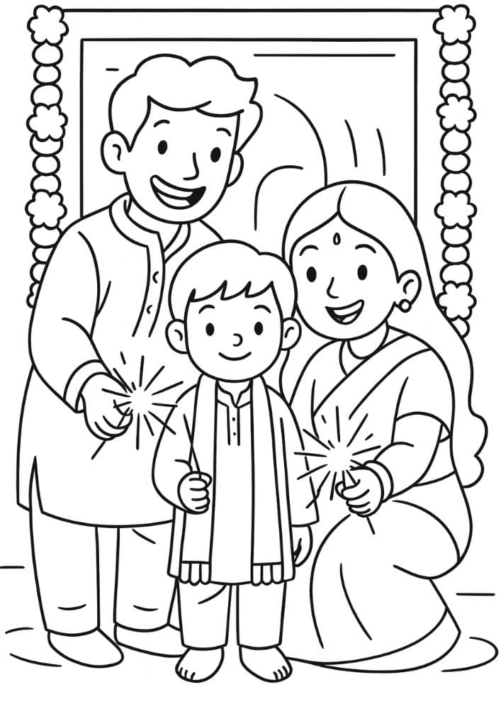 Free Printable Diwali Coloring Pages for Kids Tihar Colouring Book Printout Hindu Activities India Festival Family Sparklers