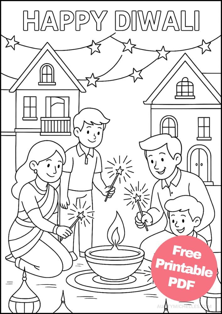 Free Printable Diwali Coloring Pages for Kids Tihar Colouring Book Printout Hindu Activities India Festival Festival of Lights