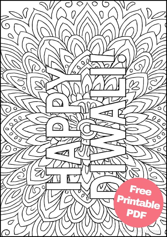 Free Printable Diwali Coloring Pages for Kids Tihar Colouring Book Printout Hindu Activities India Festival Madala Design