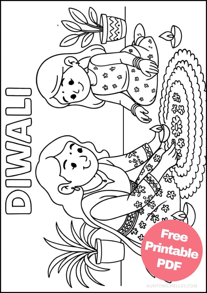 Free Printable Diwali Coloring Pages for Kids Tihar Colouring Book Printout Hindu Activities India Festival Making Rangoli