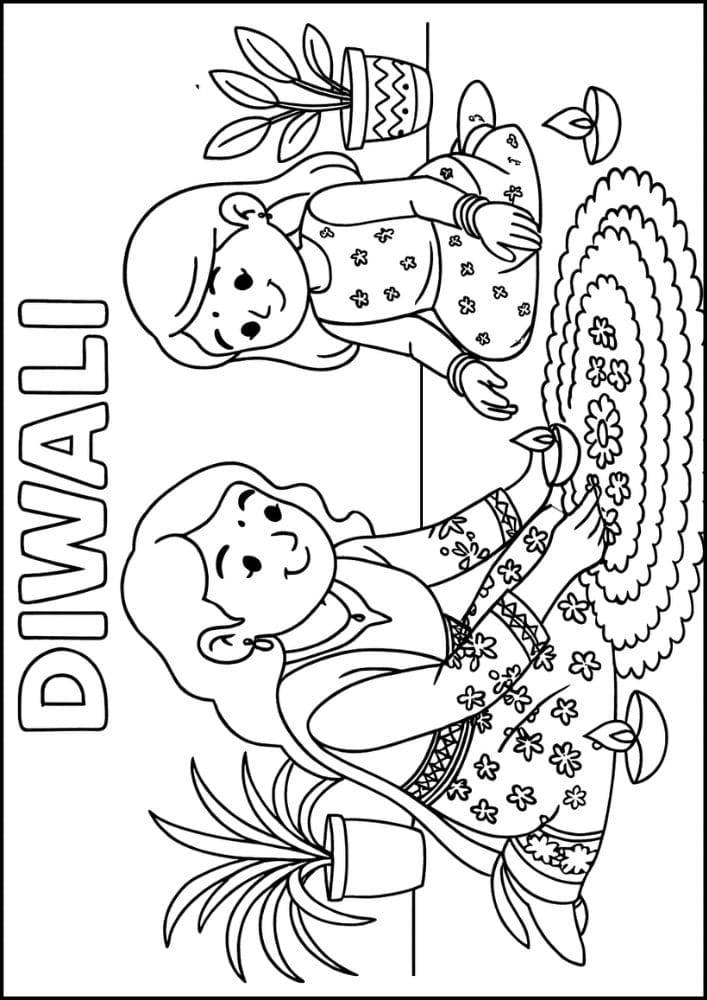 Free Printable Diwali Coloring Pages for Kids Tihar Colouring Book Printout Hindu Activities India Festival Making Rangoli