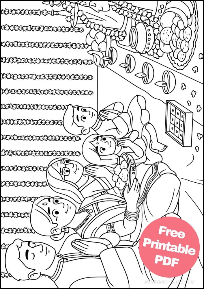 Free Printable Diwali Coloring Pages for Kids Tihar Colouring Book Printout Hindu Activities India Festival Puja