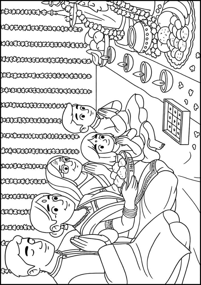 Free Printable Diwali Coloring Pages for Kids Tihar Colouring Book Printout Hindu Activities India Festival Puja