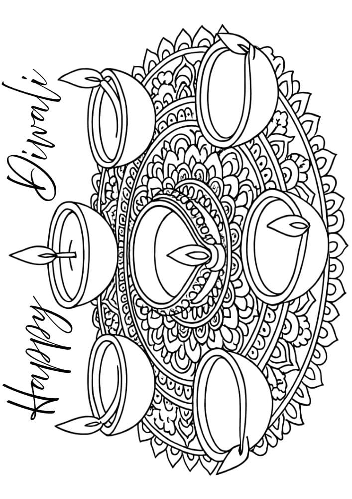 Free Printable Diwali Coloring Pages for Kids Tihar Colouring Book Printout Hindu Activities India Festival Rangoli Design