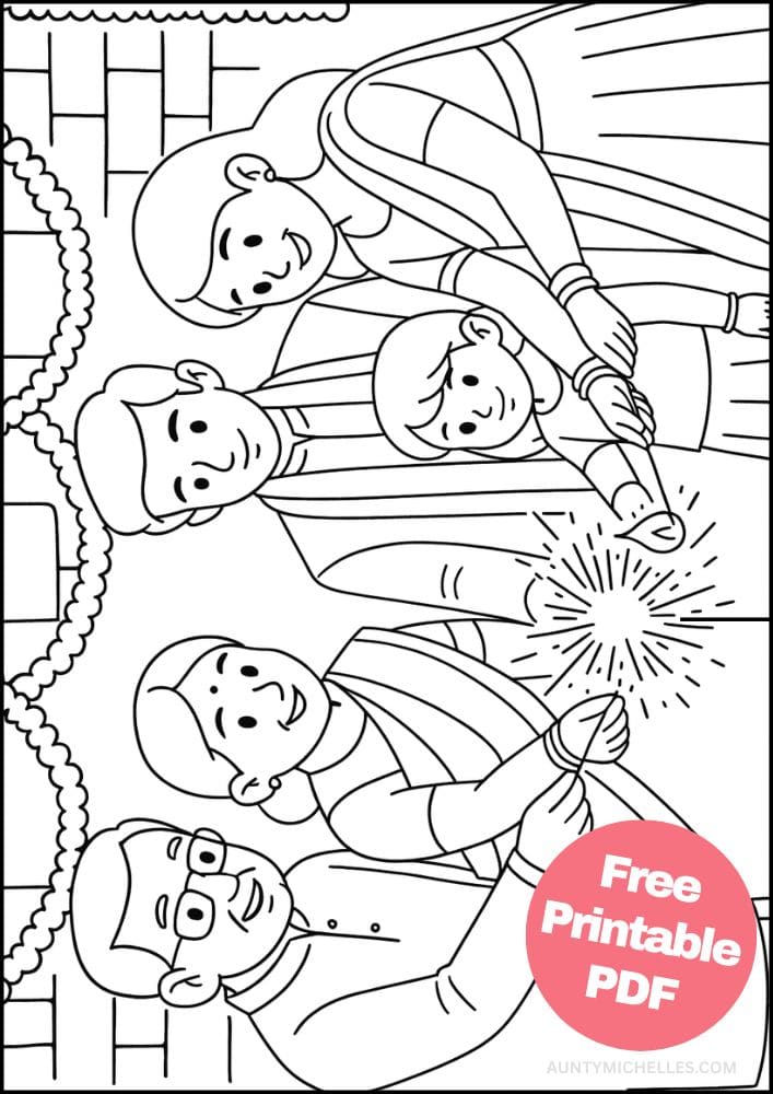 Free Printable Diwali Coloring Pages for Kids Tihar Colouring Book Printout Hindu Activities India Festival Sparkler Family