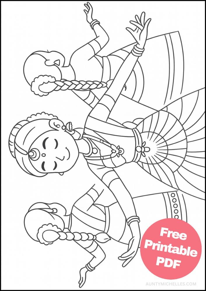 Free Printable Diwali Coloring Pages for Kids Tihar Colouring Book Printout Hindu Activities India Festival cultural dance