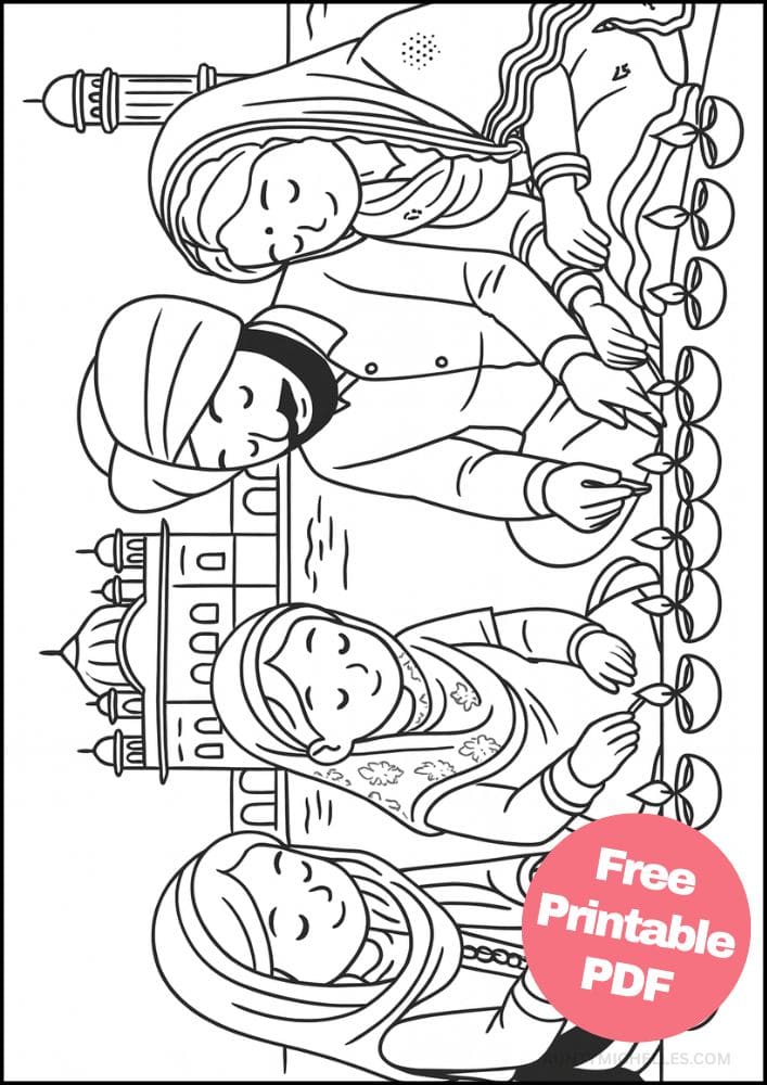 Free Printable Diwali Coloring Pages for Kids Tihar Colouring Book Printout Hindu Activities India Festival family lighting candles