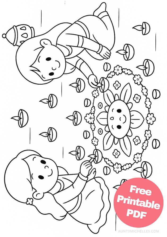 Free Printable Diwali Coloring Pages for Kids Tihar Colouring Book Printout Hindu Activities India Festival kids making rangoli
