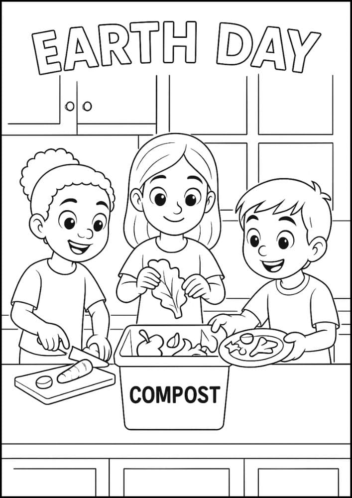 Free Printable Earth Day Coloring Pages for Kids Sustainable Colouring Book Green Printouts Compost Composting