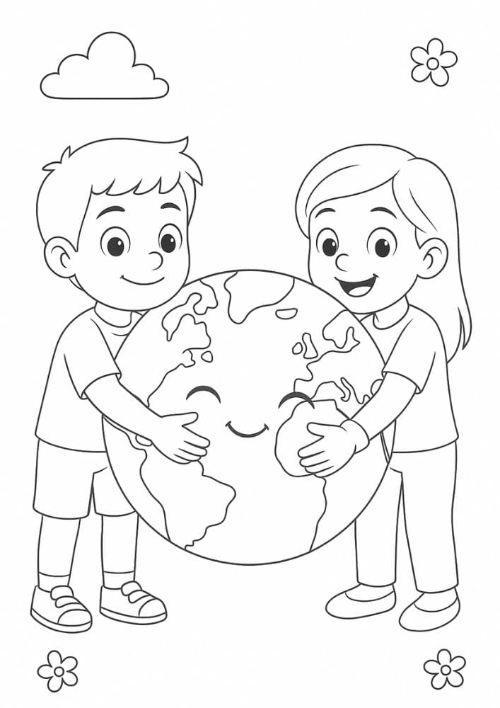 Free Printable Earth Day Coloring Pages for Kids Sustainable Colouring Book Green Printouts Hug Planet Earth
