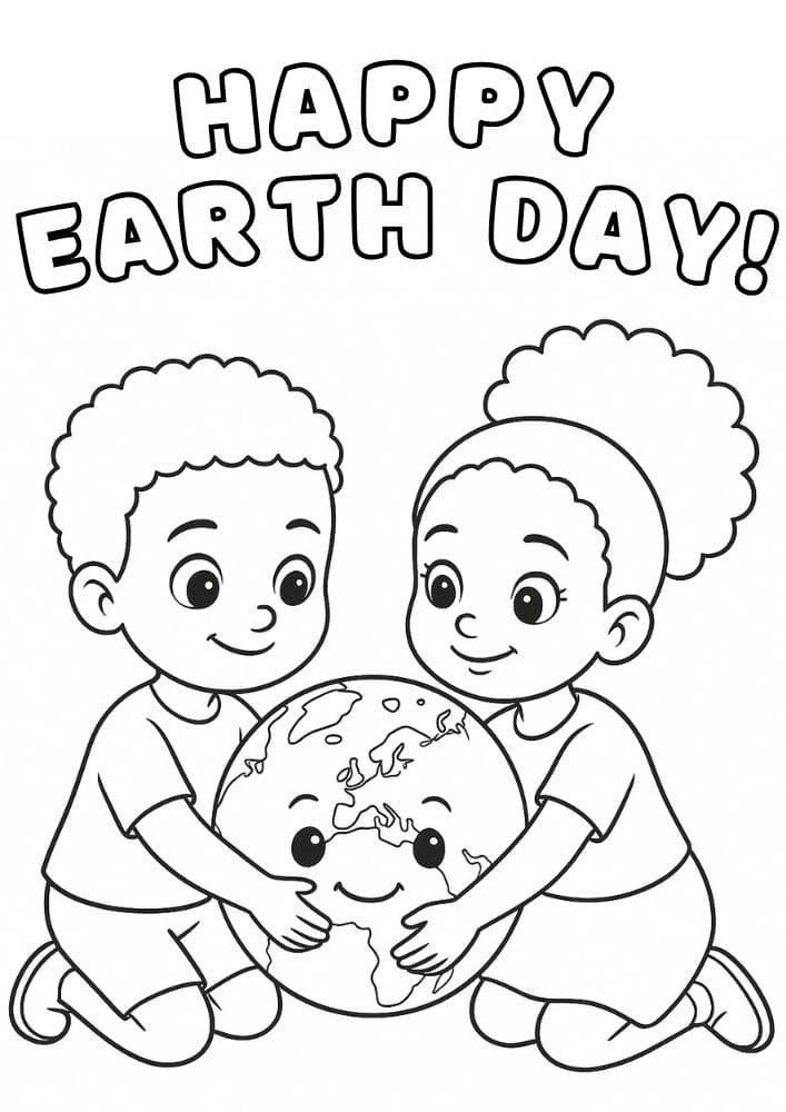 Free Printable Earth Day Coloring Pages for Kids Sustainable Colouring Book Green Printouts Planet Hugging Multi Cultural Diverse