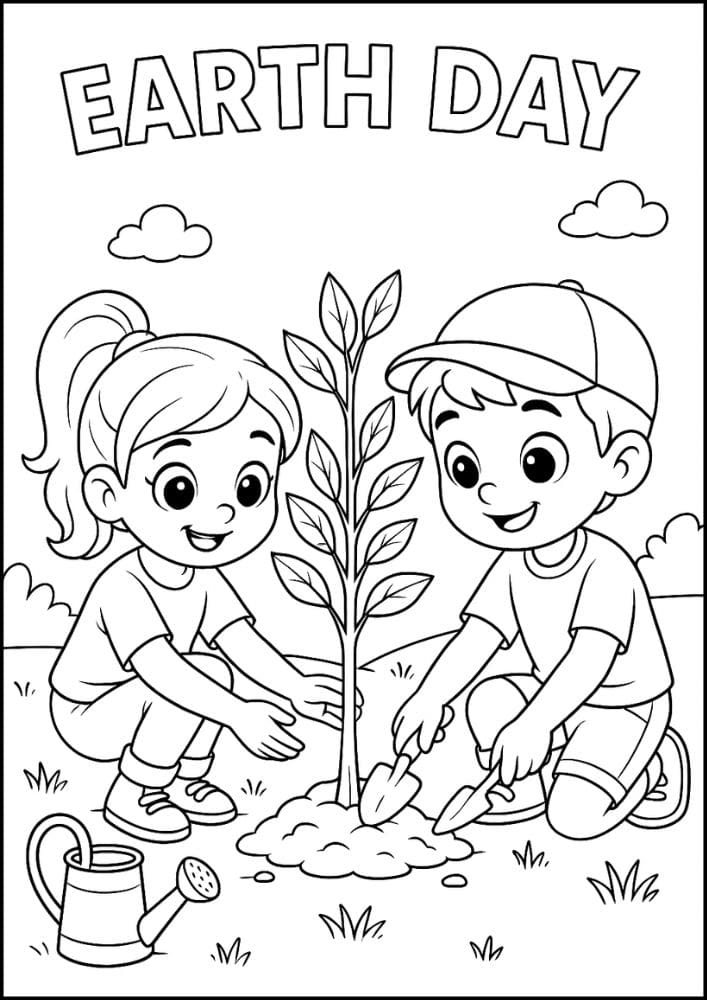 Free Printable Earth Day Coloring Pages for Kids Sustainable Colouring Book Green Printouts Plant Tree