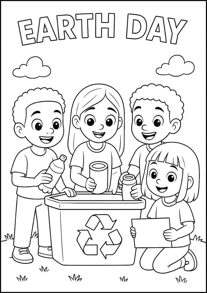 Free Printable Earth Day Coloring Pages for Kids Sustainable Colouring Book Green Printouts Recycle