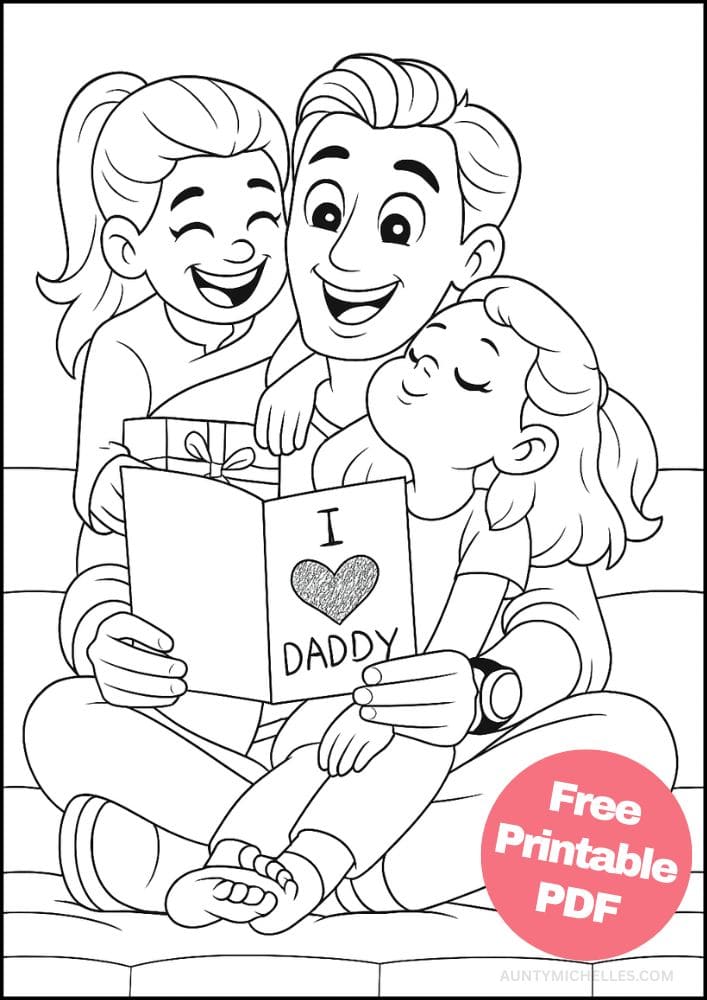 Free Printable Fathers Day Coloring Pages for Kids Dad Colouring Book Printout Activities I heart daddy