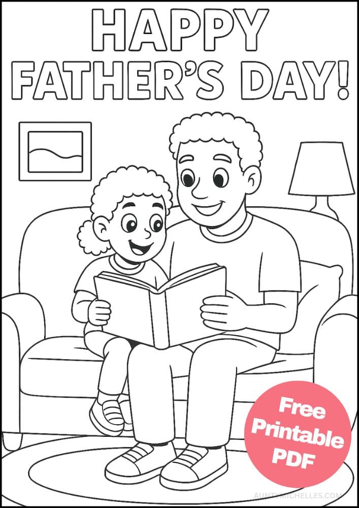 Free Printable Fathers Day Coloring Pages for Kids Dad Colouring Book Printout Activities Reading diverse multi cultural