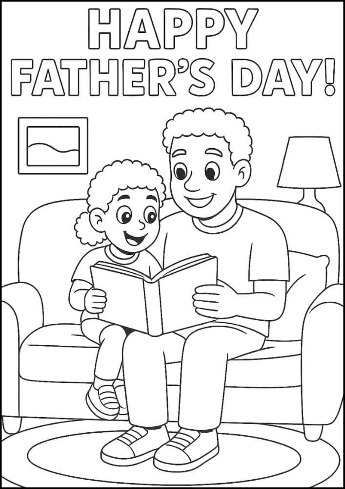 Free Printable Fathers Day Coloring Pages for Kids Dad Colouring Book Printout Activities Reading diverse multi cultural