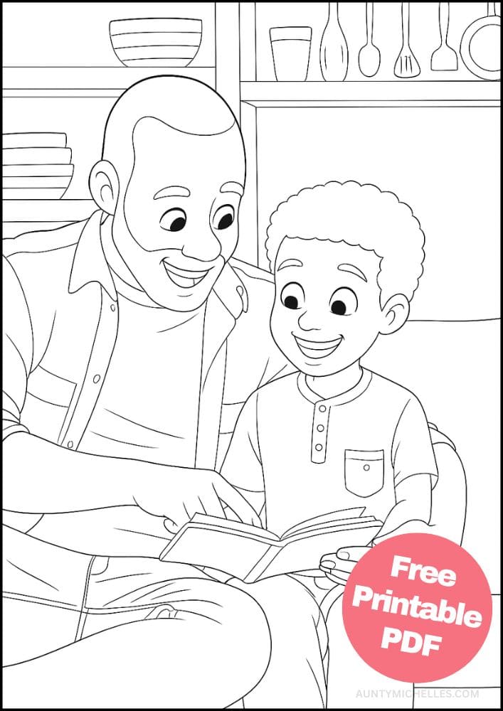 Free Printable Fathers Day Coloring Pages for Kids Dad Colouring Book Printout Activities reading diversity