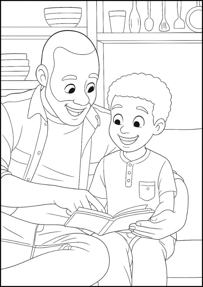 Free Printable Fathers Day Coloring Pages for Kids Dad Colouring Book Printout Activities reading diversity