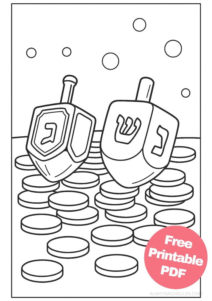 Free Printable Hanukkah Coloring Pages for Kids Chanukah Colouring Book Printout Jewish Activities dreidel coins
