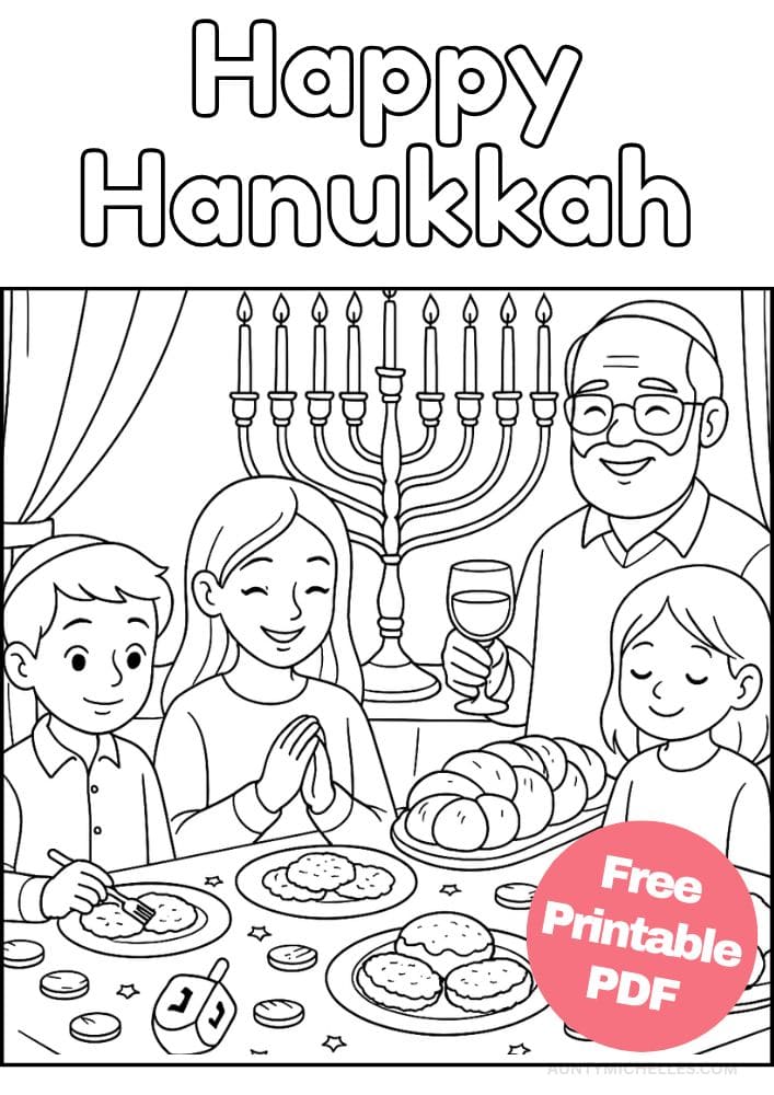 Free Printable Hanukkah Coloring Pages for Kids Chanukah Colouring Book Printout Jewish Activities family dinner