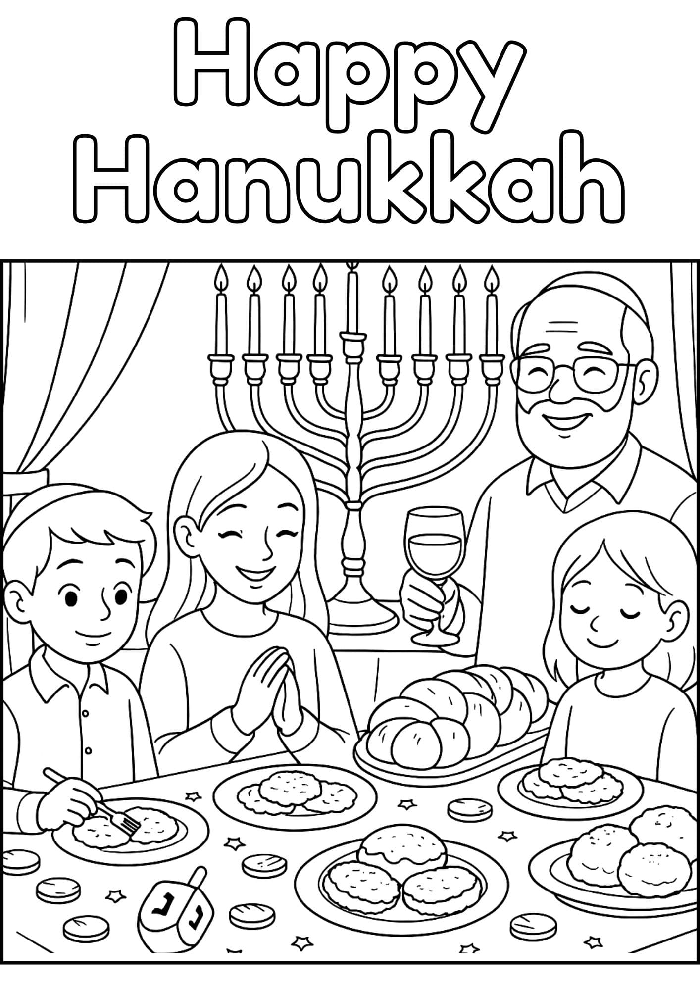 Free Printable Hanukkah Coloring Pages for Kids Chanukah Colouring Book Printout Jewish Activities family dinner