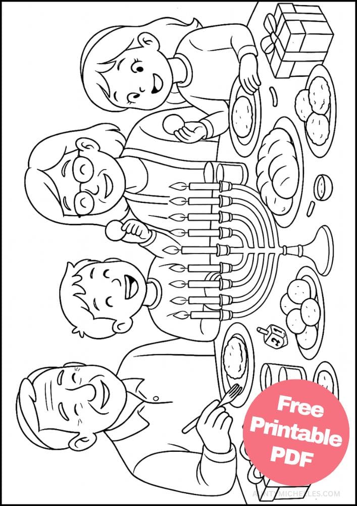 Free Printable Hanukkah Coloring Pages for Kids Chanukah Colouring Book Printout Jewish Activities family feast