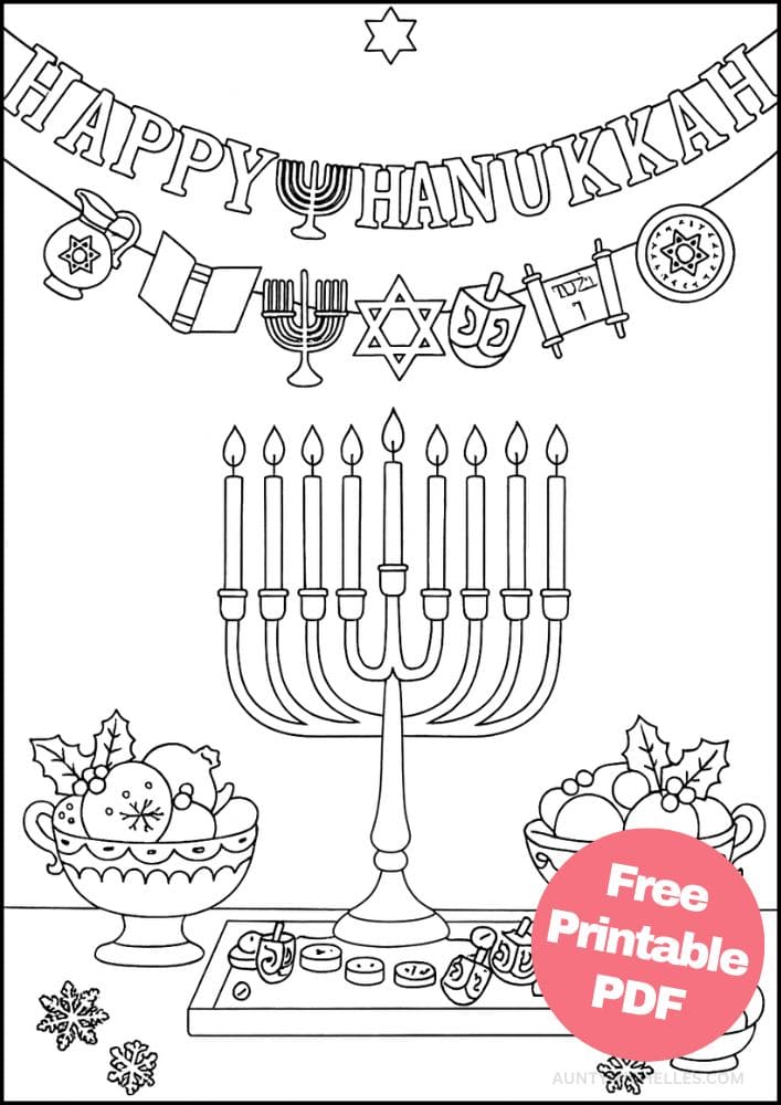 Free Printable Hanukkah Coloring Pages for Kids Chanukah Colouring Book Printout Jewish Activities fancy menorah