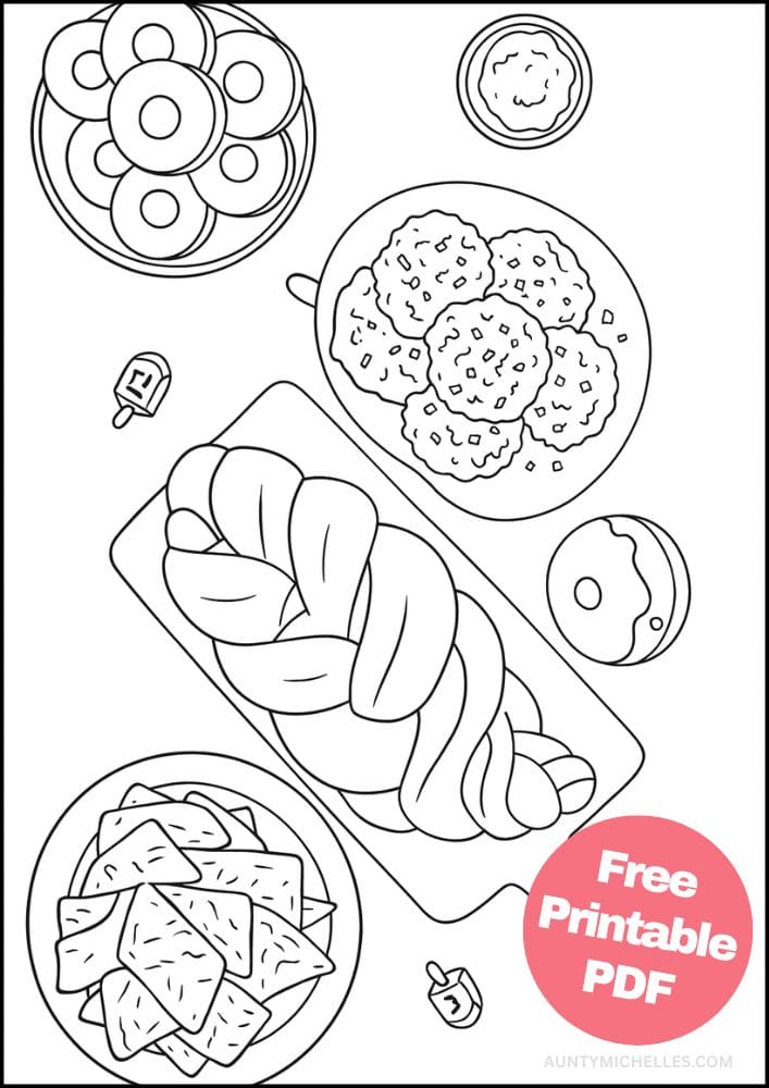 Free Printable Hanukkah Coloring Pages for Kids Chanukah Colouring Book Printout Jewish Activities food feast