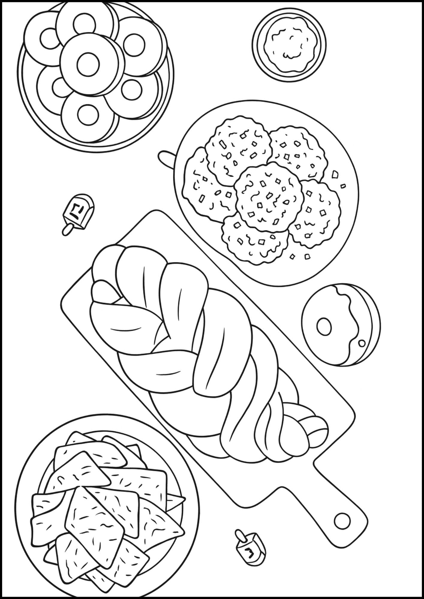 Free Printable Hanukkah Coloring Pages for Kids Chanukah Colouring Book Printout Jewish Activities food feast