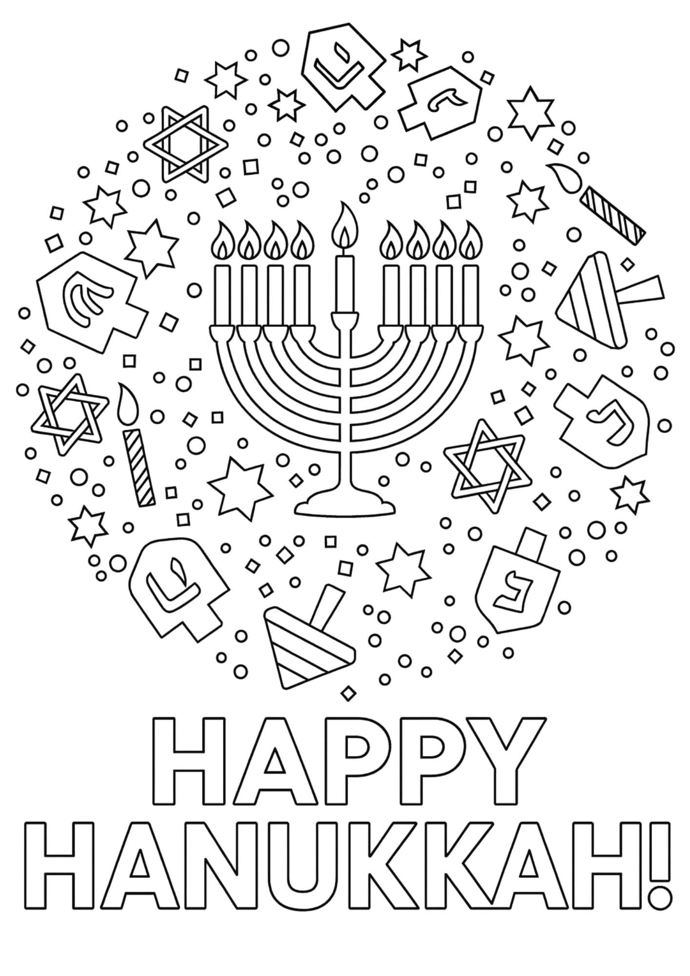 Free Printable Hanukkah Coloring Pages for Kids Chanukah Colouring Book Printout Jewish Activities happy menorah