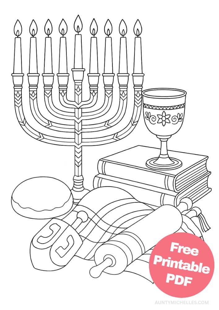 Free Printable Hanukkah Coloring Pages for Kids Chanukah Colouring Book Printout Jewish Activities menorah 2