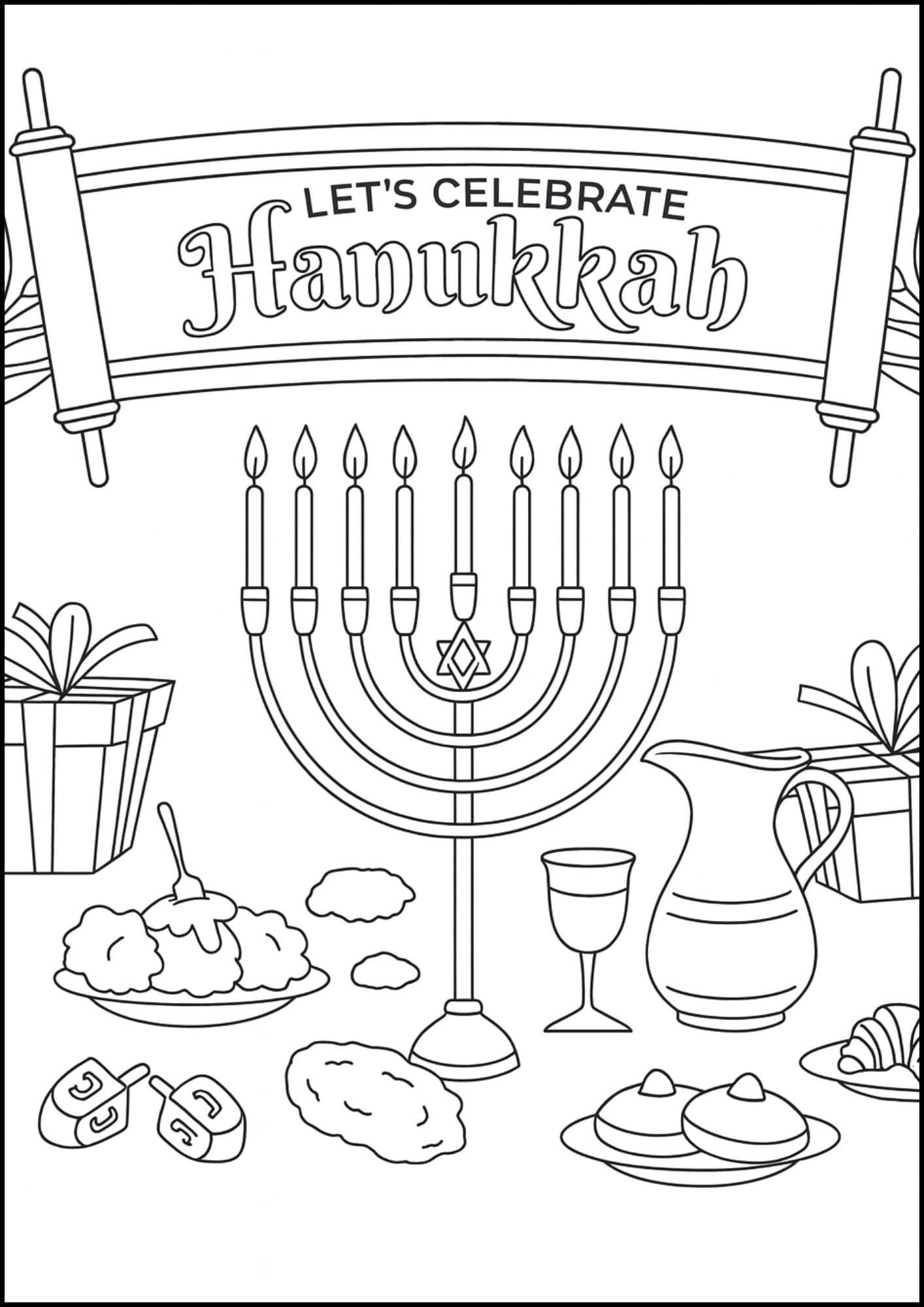 Free Printable Hanukkah Coloring Pages for Kids Chanukah Colouring Book Printout Jewish Activities menorah