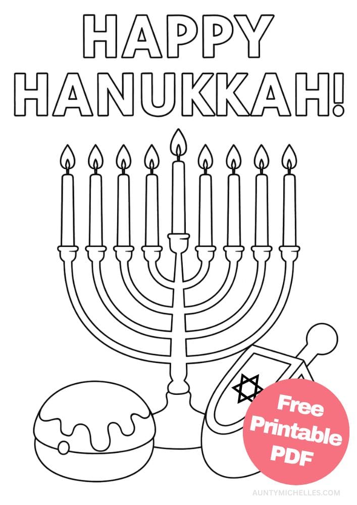 Free Printable Hanukkah Coloring Pages for Kids Chanukah Colouring Book Printout Jewish Activities sufganiyah