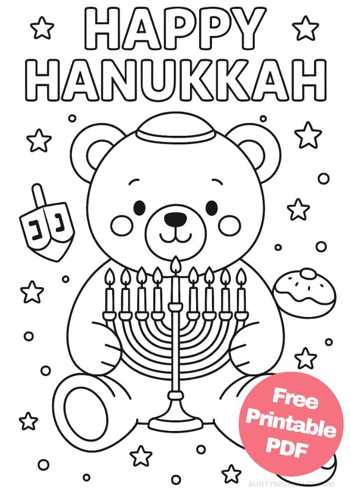 Free Printable Hanukkah Coloring Pages for Kids Chanukah Colouring Book Printout Jewish Activities teddy bear