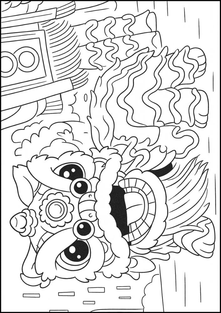 Free Printable Lunar New Year Coloring Pages for Kids Chinese Activities Colouring Book Printout cute dragon festival street