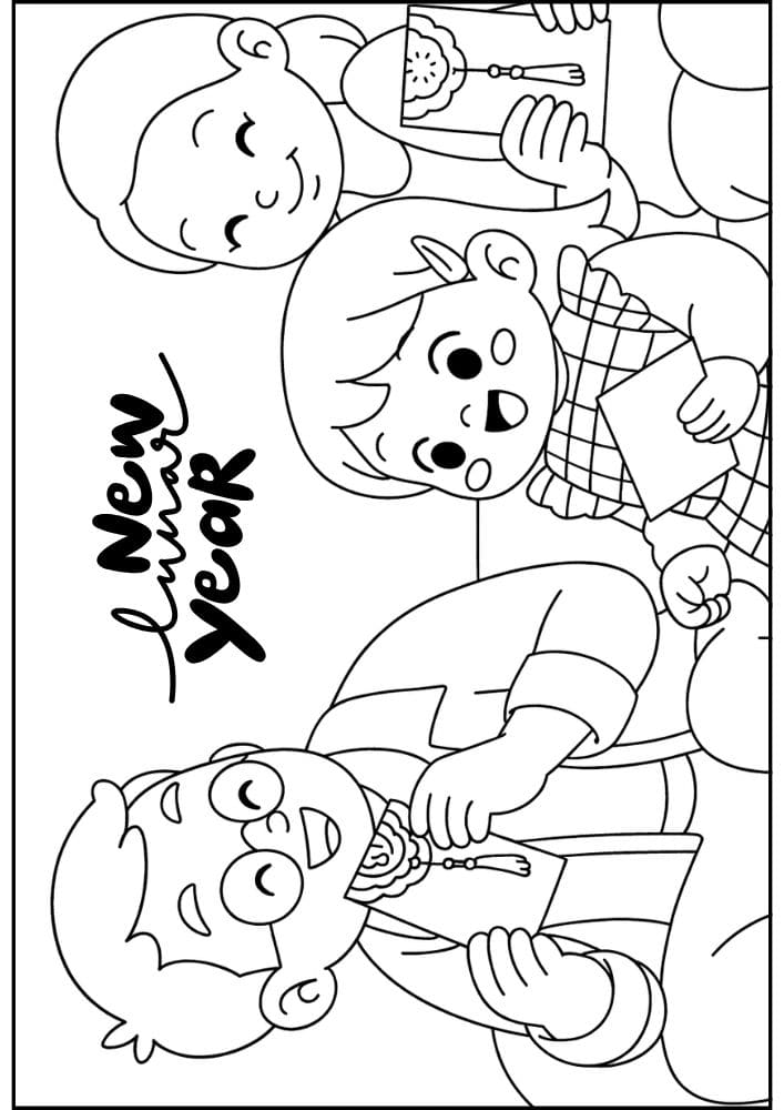 Free Printable Lunar New Year Coloring Pages for Kids Chinese Activities Colouring Book Printout cute family envelopes