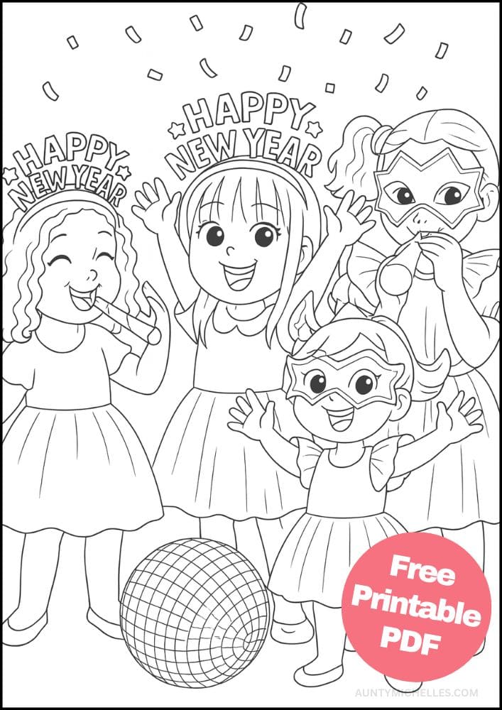 Free Printable New Year's Coloring Pages for Kids New Years Eve Day Holiday Colouring Printout Pages girls party