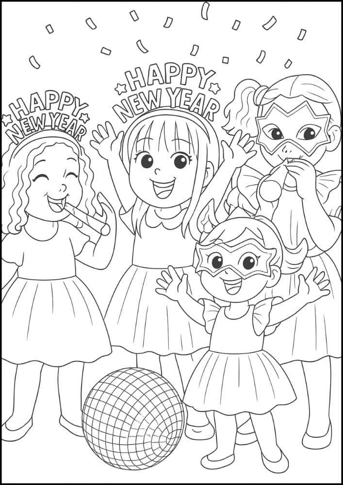 Free Printable New Year's Coloring Pages for Kids New Years Eve Day Holiday Colouring Printout Pages girls party
