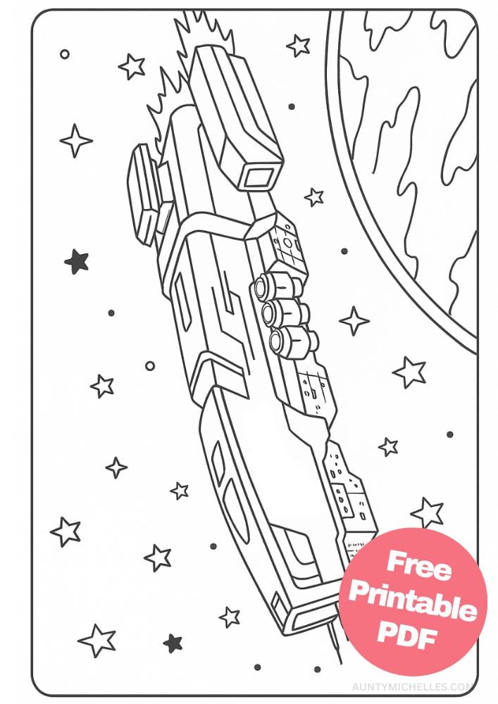 Free Printable Spaceship Coloring Pages for Kids Colouring Book Printout Outer Space Astronaut Science Scifi Alien