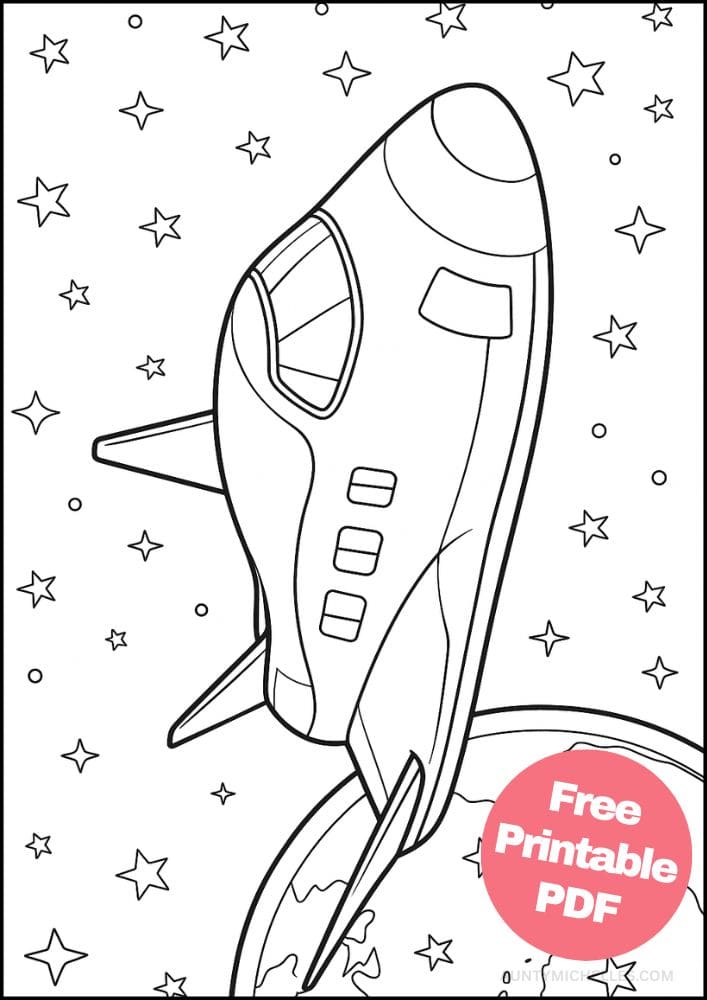 Free Printable Spaceship Coloring Pages for Kids Colouring Book Printout Outer Space Astronaut Science Scifi Earth Cartoon