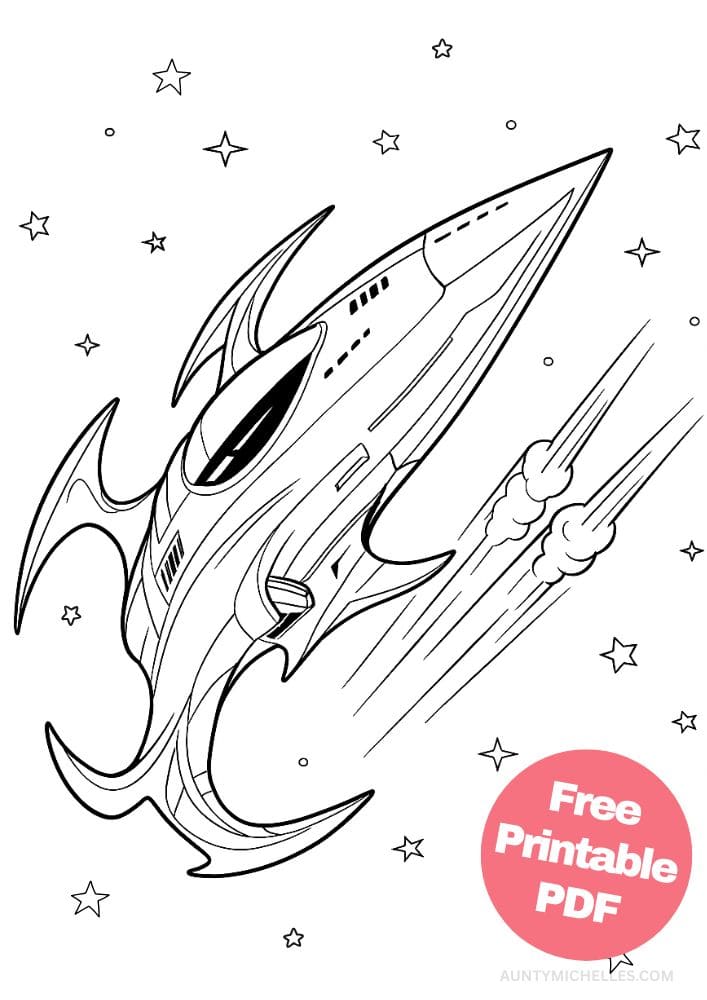 Free Printable Spaceship Coloring Pages for Kids Colouring Book Printout Outer Space Astronaut Science Scifi Futuristic