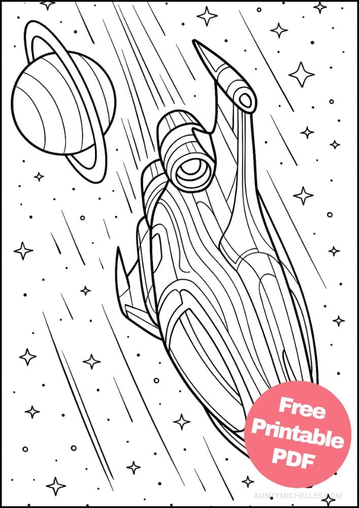 Free Printable Spaceship Coloring Pages for Kids Colouring Book Printout Outer Space Astronaut Science Scifi Light Speed