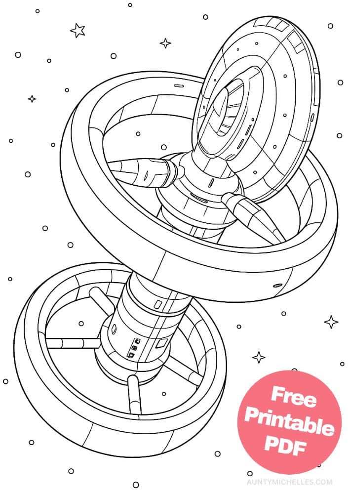 Free Printable Spaceship Coloring Pages for Kids Colouring Book Printout Outer Space Astronaut Science Scifi Satellite Space Station