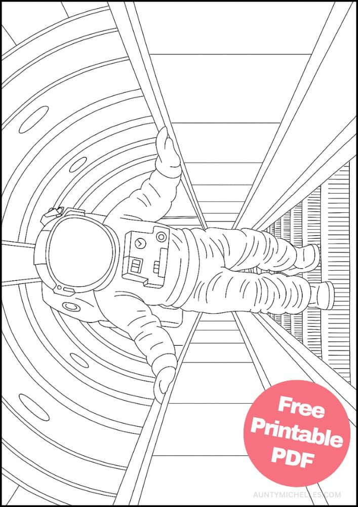 Free Printable Spaceship Coloring Pages for Kids Colouring Book Printout Outer Space Astronaut Science Scifi Space Walk