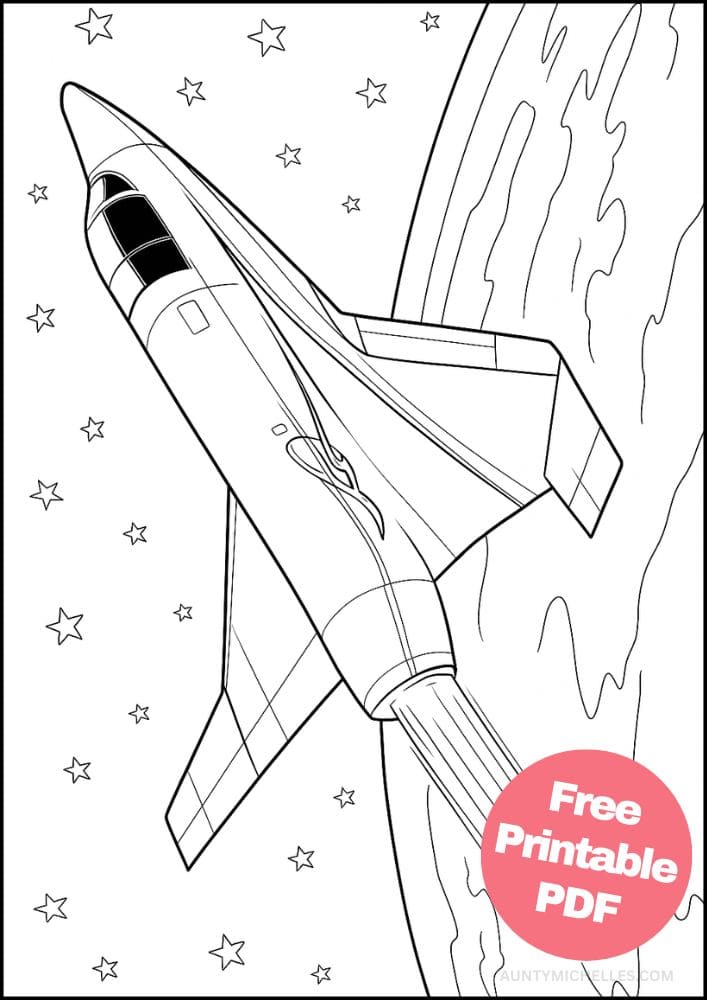 Free Printable Spaceship Coloring Pages for Kids Colouring Book Printout Outer Space Astronaut Science Scifi Takeoff 2