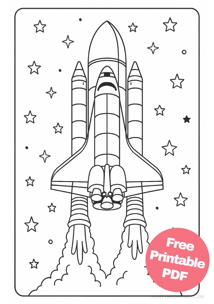 Free Printable Spaceship Coloring Pages for Kids Colouring Book Printout Outer Space Astronaut Science Scifi Takeoff